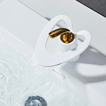 Decorbites™ Golden/Weiß & Schwarz Wasserfall Beckenarmatur - Messing Waschtischmischer - Heiß & Kalt