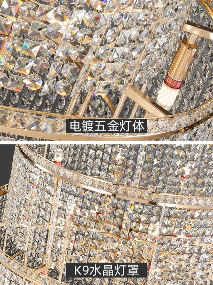 Golden Crystal Ceiling Chandelier Dia100cm High Ceiling