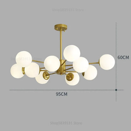 Decorbites™ Glas-Kugelleuchter Moderner Nordischer Kronleuchter LED Wohnzimmer-Dekoration