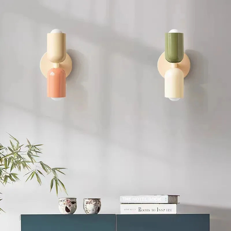 Decorbites™ Sahne Doppelkopf-LED-Wandleuchten | Moderne nordische bunte Lichter für Innenraumdekoration