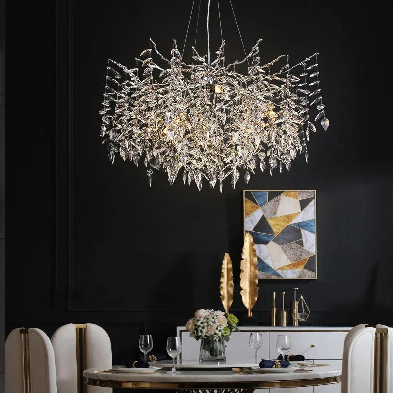 Decorbites™ Kristall-Chrom-Kronleuchter: Luxuriöse Hängelampe für Wohnzimmer, Villen und Restaurants