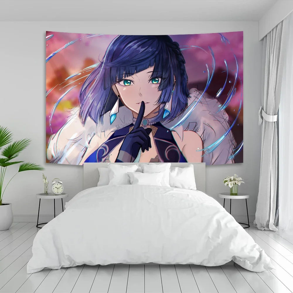 Decorbites™ Genshin Impact Anime-Spiel-Teppich, Vintage-Bar-Café-Club-Wanddekoration, Kawaii-Stil