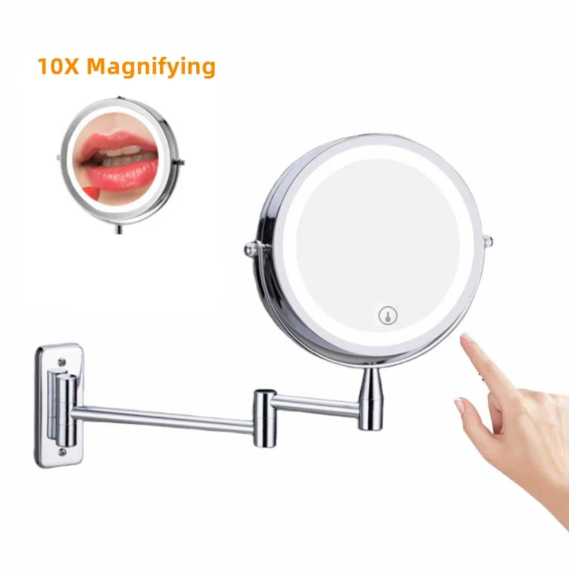 Decorbites™ LED-Licht-Make-up-Spiegel 10-fache Vergrößerung Doppelseitig Touch-Dimming