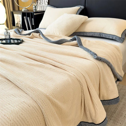 Decorbites™ Gemütliche Geschnitzte Samtdecke | Warm, Weich & Atmungsaktiv | Herbst Winter Sofabett Überwurf