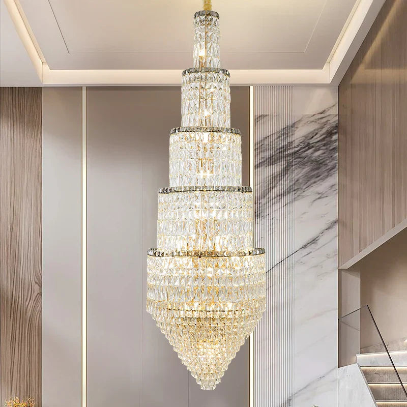 Decorbites™ Kristall-Hohlraum-Lang-Lüster: Elegante Beleuchtung für das Foyer einer Duplex-Villa