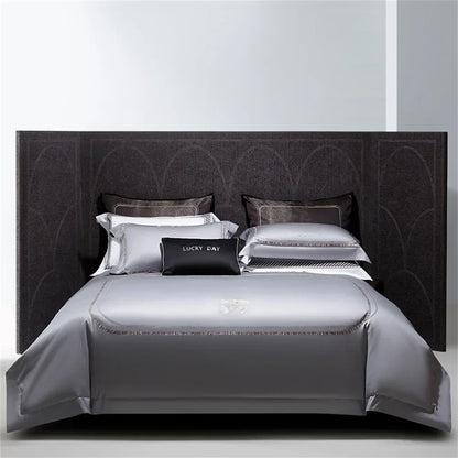 Decorbites™ Baumwoll-Satin-Jacquard-Stickerei-Bettwäsche-Set mit elastischem Spannbettlaken & Daunendeckelbezug