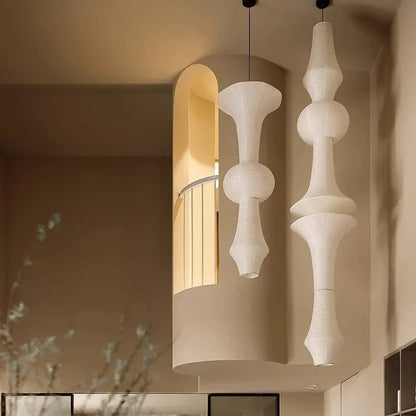 Decorbites™ Japanisches Baumwollpapier-Pendant-Lampen Wabi-Sabi-Kronleuchter mit E27-Birnen