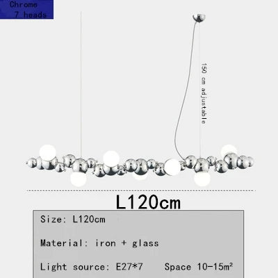 Nordic LED Pendant Lamp Gold 9-Head Elongated