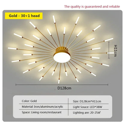 DecorBites™ Acrylic Sunflower Ceiling Lamp in Brushed Antique Gold