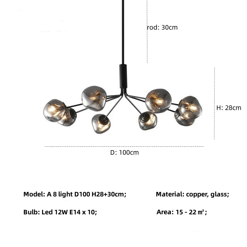 Decorbites™ Graue Lava-Glas-Hängeleuchte LED-Pendellampe Modernes Nordisches Design