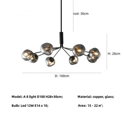 Decorbites™ Graue Lava-Glas-Hängeleuchte LED-Pendellampe Modernes Nordisches Design