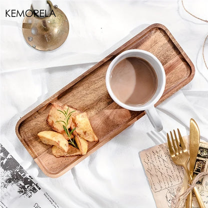 Decorbites™ Akazienholz-Kaffeetablett | Vielseitige Servierplatte für Desserts und Tee