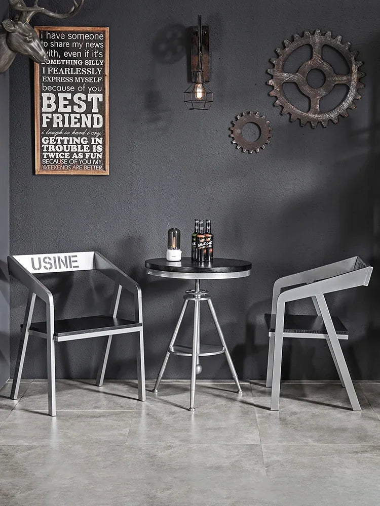 Decorbites™ Industrielle Eisenkunst Eichenholz-Esszimmerstuhl für Café & Bar