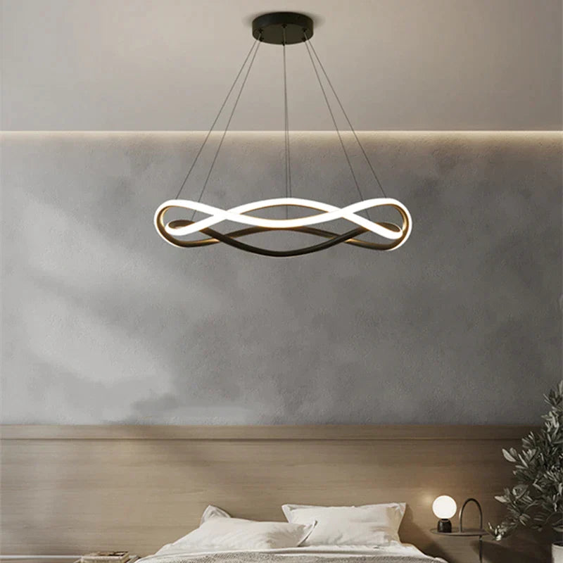 Decorbites™ Schwarze Geometrische LED-Ring-Leuchter für Elegante Räume