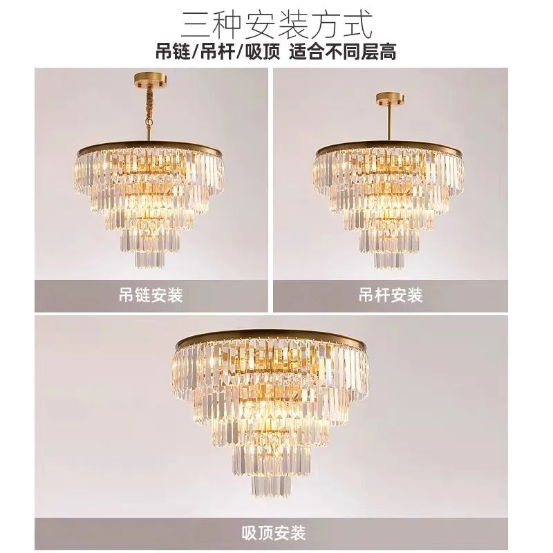 Gold Crystal Ceiling Fixture 60cm Diameter