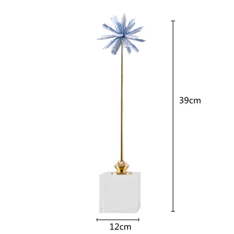DecorBites™ Crystal Agate Handmade White Flower Home Decor Figurine