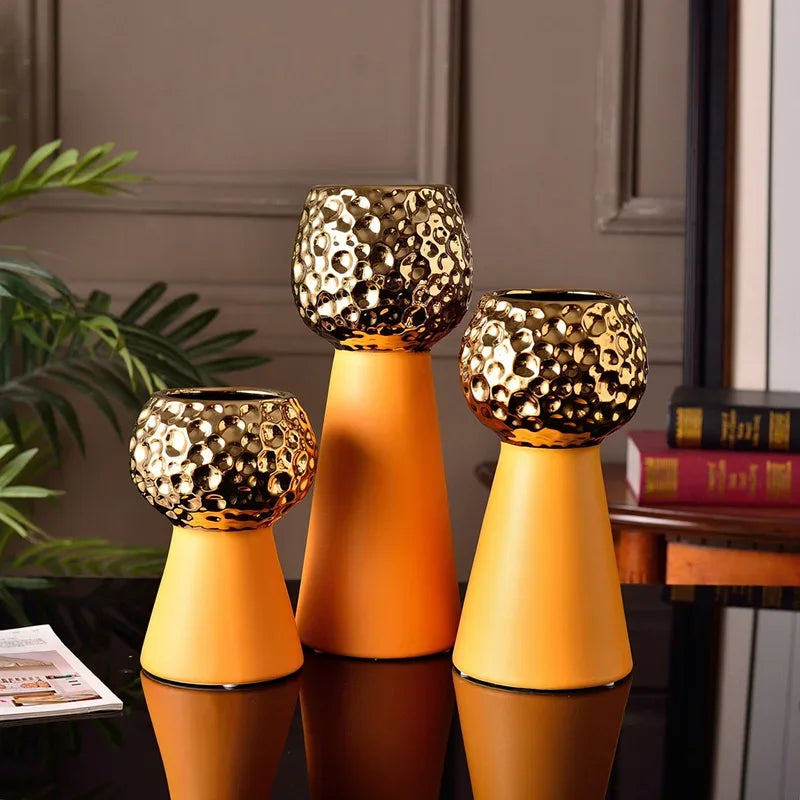 Gold Hammer Ceramic Vase