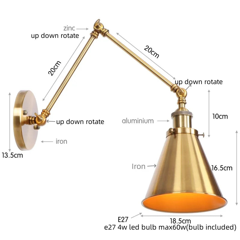 Brass Long Arm Lamp