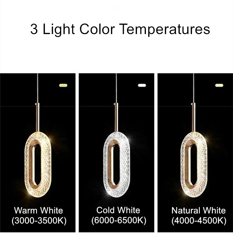 Decorbites™ Kristall-Oval-Goldring-Anhänger-Lampe-Kronleuchter für Wohnzimmer & Schlafzimmer