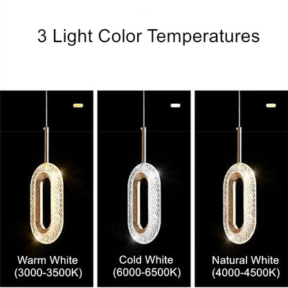 Decorbites™ Kristall-Oval-Goldring-Anhänger-Lampe-Kronleuchter für Wohnzimmer & Schlafzimmer