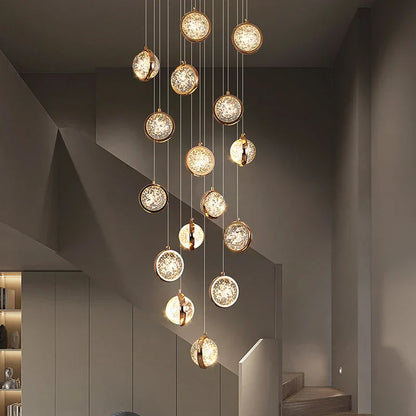 DecorBites™ Crystal Ball Chandelier: Modern Loft & Staircase Hanging Light for Home, Hotel & Mall
