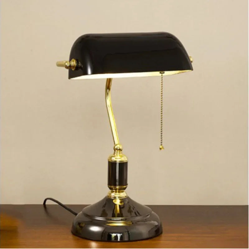 DecorBites™ Glass Lampshade Bank Desk Table Lamps White Green LED Light E27
