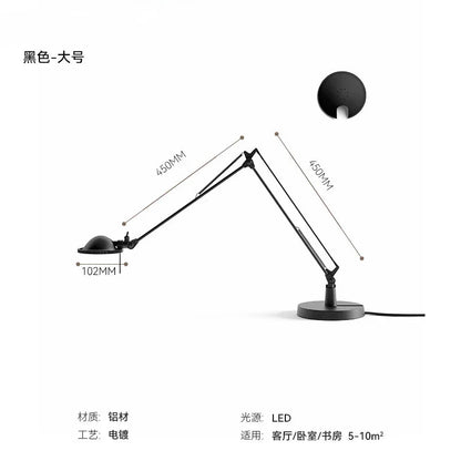 Decorbites™ Industrielles Schwarz/Chrome LED Schalterarm Schreibtischleuchte mit einstellbarem Arm