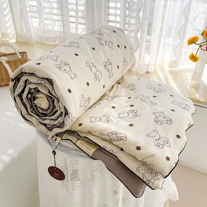 DecorBites™ Double Layered Soya Fibre Filling Quilt: Soft, Breathable, Grade A Maternal and Child Comforter