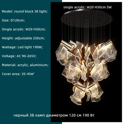 Decorbites™ Acryl-Blätter-Kronleuchter LED-Leuchte dimmbar Luxus-Pendant für die Hausdekoration