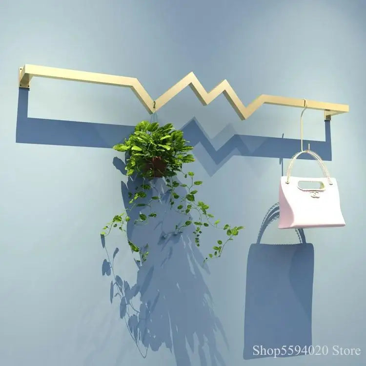 DecorBites™ Golden Iron Ladder Shelf Clothing Hanger Rack for Stylish Garment Display