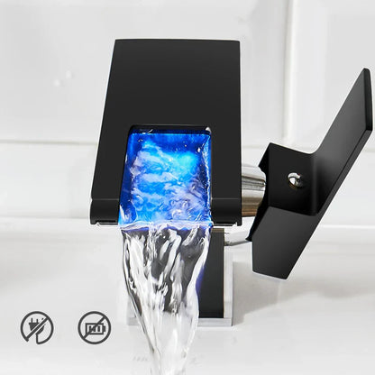 Decorbites™ LED-Wasserfall-Waschtischarmatur Messing Temperaturfarben-Wechsel Mischbatterie