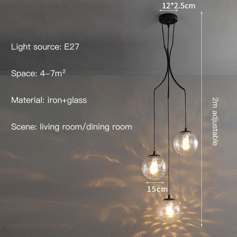 Decorbites™ Glas-Kugel-LED-Kronleuchter, moderner minimalistischer Loft-Villa-Treppenhaus-Dekor