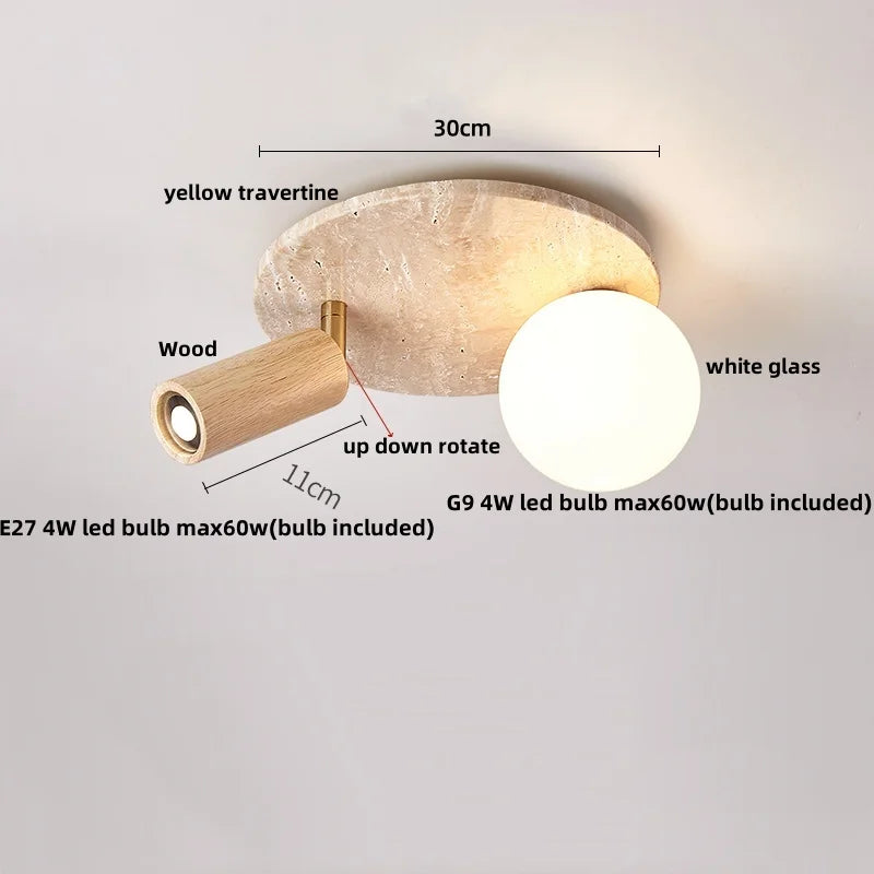 Decorbites™ Glasball-LED-Deckenleuchte Weiß Gelb Travertin Plafondlampen
