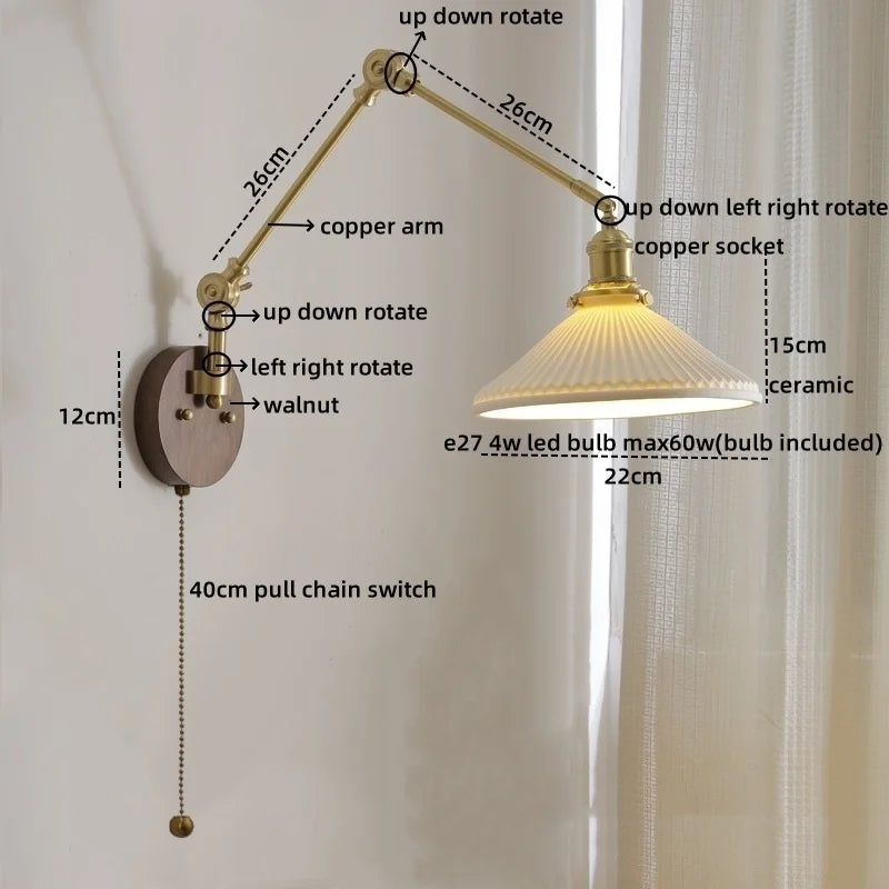 DecorBites™ LED Wall Light Walnut Copper Modern Style Hallway Bedroom Living Room