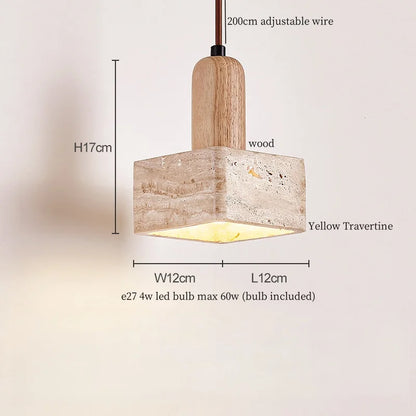 Decorbites™ Glas-Stein-LED-Pendantleuchten - Gelber Travertin Vintage-Hängeleuchte