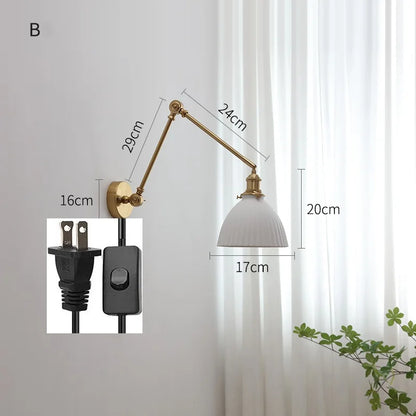 DecorBites™ Copper Swing Arm Wall Lights Sconce Up Down LED Modern Ceramic Lampshade