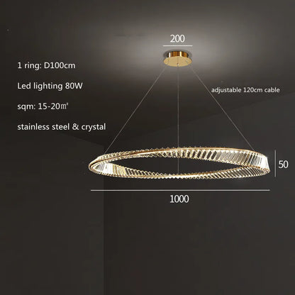 DecorBites™ Irregular Gold Steel LED Pendant Light with Dimmable K9 Crystals