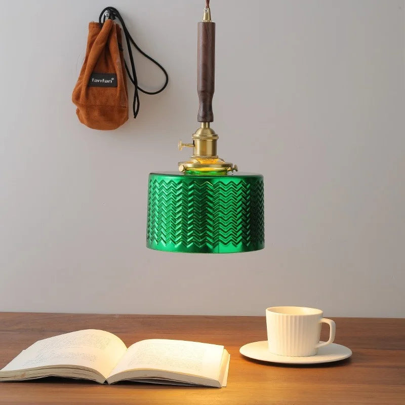 Decorbites™ Grüne Glas-LED-Pendantlampen, Walnuss-Kupfer Moderne Hängeleuchten