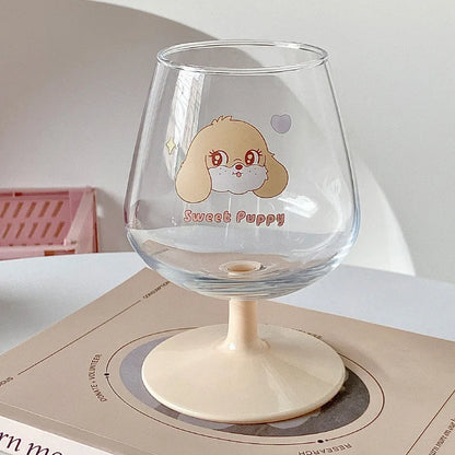 DecorBites™ Kawaii Rabbit Glass Goblet: Cute Juice Cup for Girls