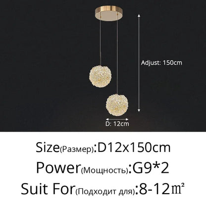 DecorBites™ Crystal Ball Pendant Chandelier for Bedroom Bar Deco