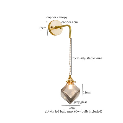 Decorbites™ Graue Glas LED Wandlampe Schlafzimmer Wohnzimmer Loft Modern Kupfer Wandlampe