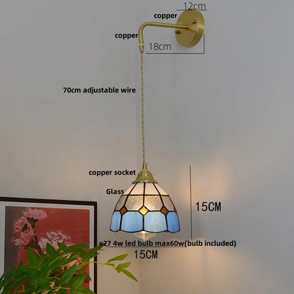Decorbites™ Glas Messing LED Wandarmleuchte mit Zugschalter Vintage Waschtischleuchte