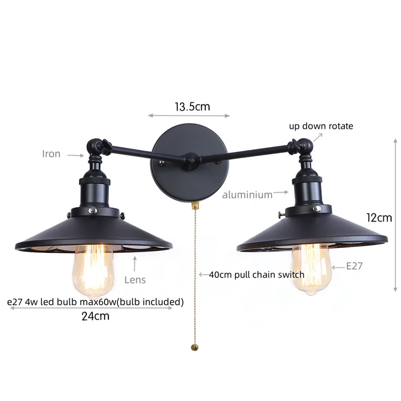 Decorbites™ Gold Vintage 2-Kopf-Industrie-LED-Wandleuchten für die Heimdekoration