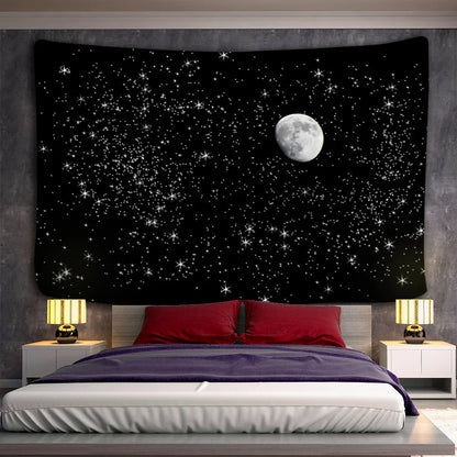 Decorbites™ Schwarz-Weiß-Sterne-Mandalas-Tapisserie - Wohnraumausstattung