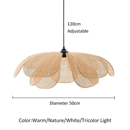 Petal Rattan Woven Pendant Light, 3-Color LED