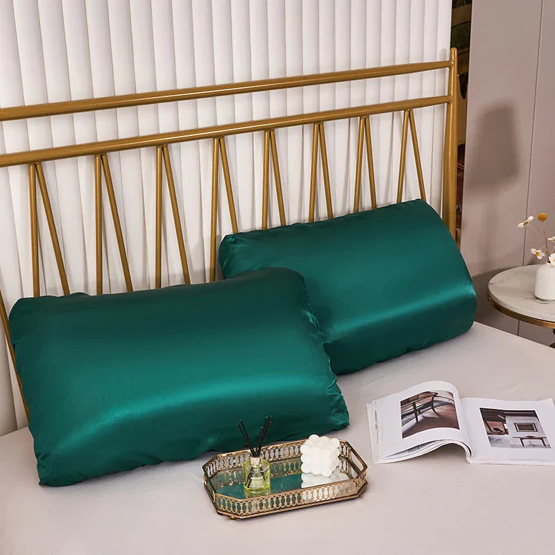 Decorbites™ Imitations-Seiden-Elastikband-Kissenbezug Queen King Größe Glatter Satin Luxus-Bettwäsche