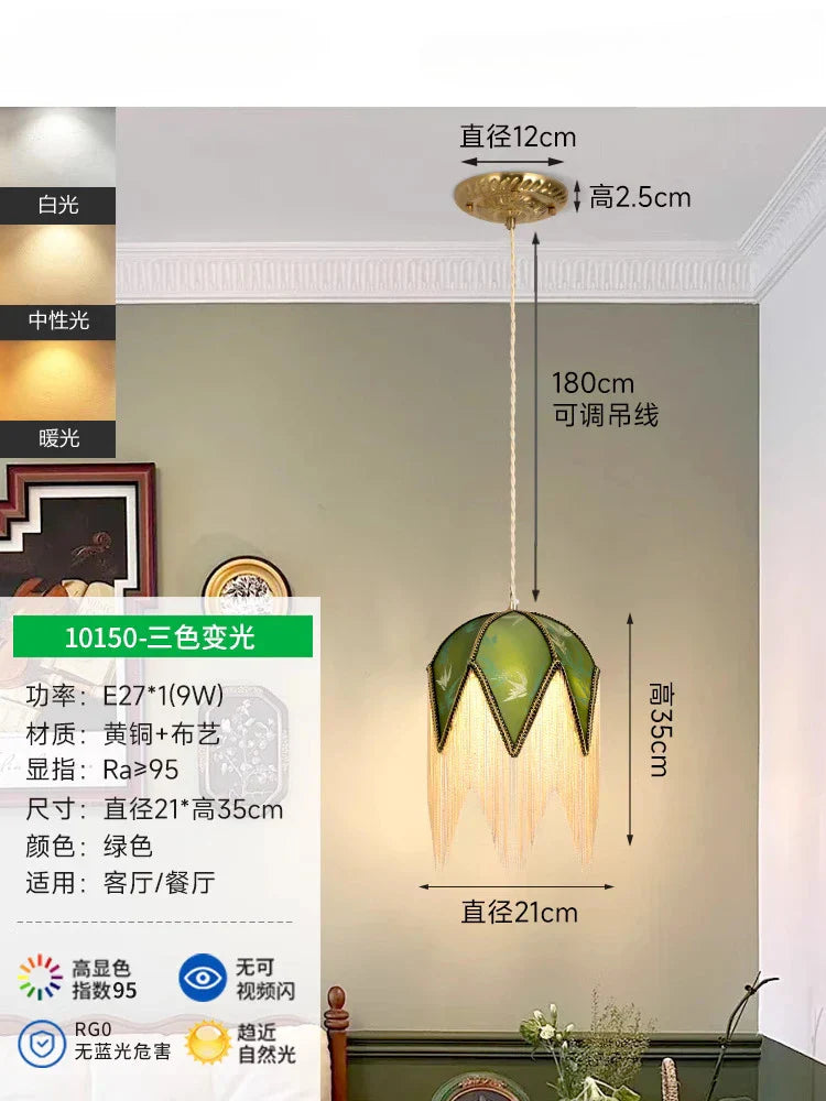 Decorbites™ Kupfer-Quaste-Anhängerleuchten LED E27 Retro-Luxus-Hängeleuchte für die Einrichtung zu Hause