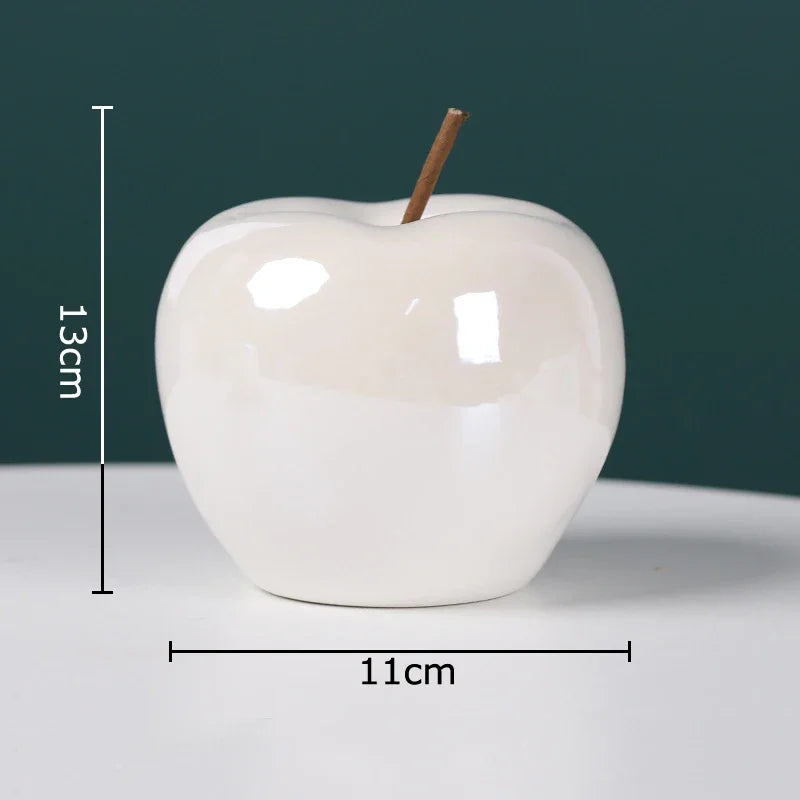 White Ceramic Apple Sculpture