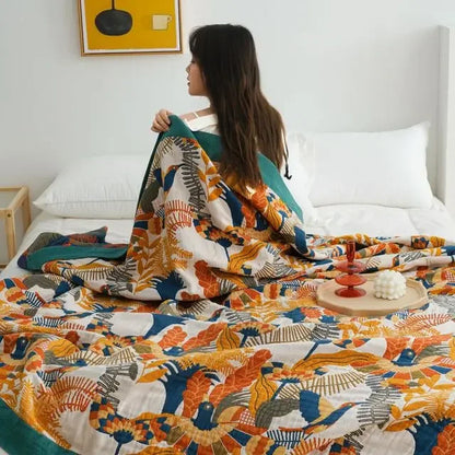 DecorBites™ Cotton Gauze Leisure Blanket - Soft Boho Decor for Beds & Sofas