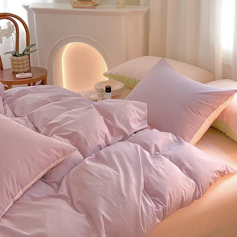 Decorbites™ Baumwoll-Bettwäsche-Set für Queensize-Bett: Bettbezug, Laken, Steppdeckenbezug, Kissenbezüge – Weich & Bequem